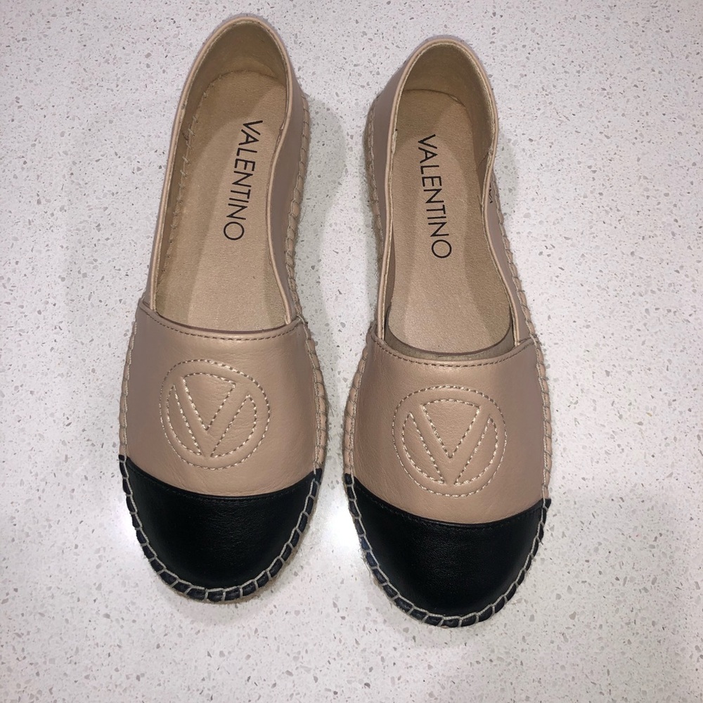 Valentino Leather Espadrille Flats